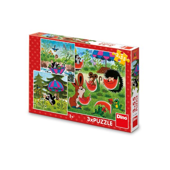Obrázek Puzzle Krteček a paraplíčko 3x55 dílků